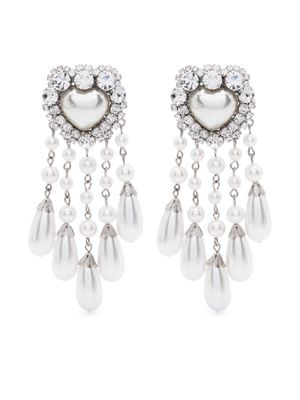 Alessandra Rich boucles d'oreilles cœur serties de cristaux - Argent