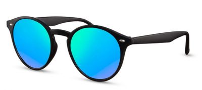 CWI zonnebril unisex panto zwart/blauw (CWI533) CWI zonnebril unisex panto zwart/blauw (CWI533)