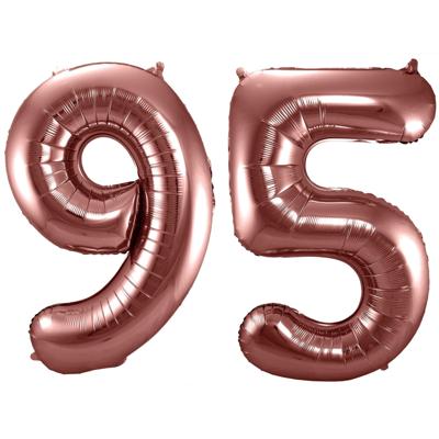 Folat Verjaardag Leeftijd folieballonnen - 95 jaar - rose goud - 86 cm - cijferballon groot