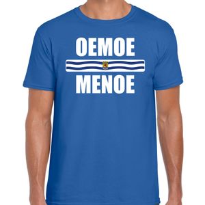 Oemoe menoe met vlag Zeeland t-shirts Zeeuws dialect blauw voor heren