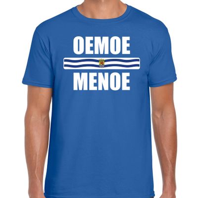 Oemoe menoe - met vlag Zeeland - t-shirts - Zeeuws dialect - blauw - voor heren Oemoe menoe - met vlag Zeeland - t-shirts - Zeeuws dialect - blauw - voor heren