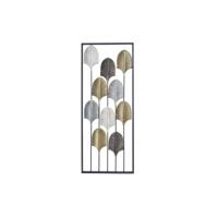 Wanddecoratie DKD Home Decor Zwart Metaal Multicolour Modern Blad van een plant (35 x 2 x 90 cm)