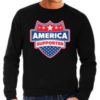 Amerika / America schild supporter sweater zwart voor heren - thumbnail