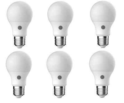 Set van 6x E27 A60 met ingebouwde sensor warm wit led lamp