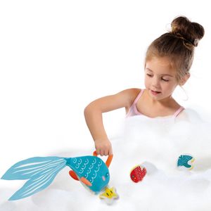 SES badspeelgoed Snackvis textiel/foam lichtblauw 4-delig