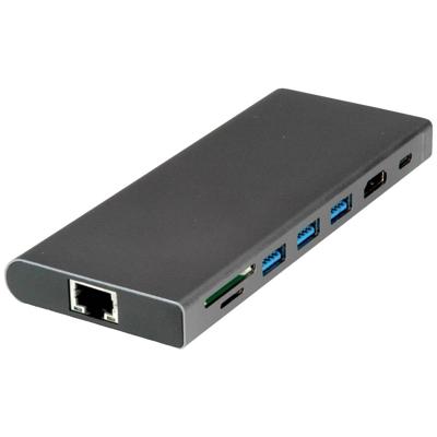 VALUE USB Type C Docking Station, HDMI 4K60 , 4x US3.2Gen1 (1x C + 3x A), 1x PD, 1x SD/TF, 1x RJ45, 1x 3.5mm