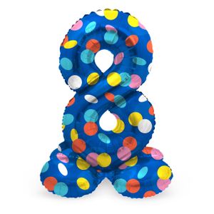Folat BV Staande folieballon colorful dots cijfer 8 - 72cm