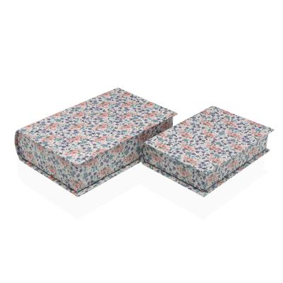 Decoratieve Doos Versa Canvas Hout MDF Blommor Boek