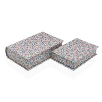 Decoratieve Doos Versa Canvas Hout MDF Blommor Boek