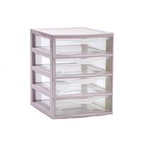 Ladeblokje/bureau organizer 4x lades - oud roze/transparant - L18 x B21 x H23 cm - plastic