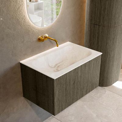 Badmeubel Mondiaz Kurve-Dlux | 70 cm cm | Meubelkleur Shadow | Wastafelkleur Frappe | Solid surface | Wasbak midden spoelbak | Zonder kraangat(en)