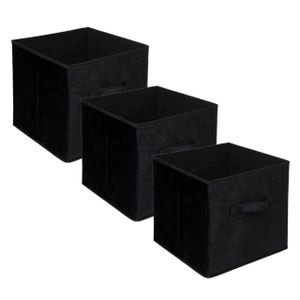 Set van 3x stuks opbergmand/kastmand 29 liter zwart polyester 31 x 31 x 31 cm