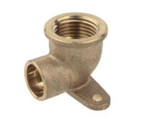 Kirchhoff Muurplaat met hoek van rood messing, blank, 12 mm x 1/2"IT, 1 socket (4472g) - 989127055