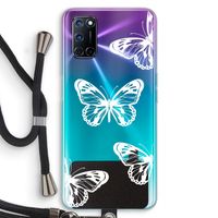 White butterfly: Oppo A52 Transparant Hoesje met koord
