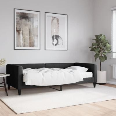 Slaapbank met matras 90x200 cm stof zwart