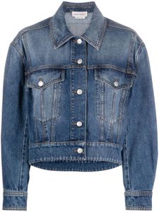 Alexander McQueen veste en jean à coupe crop - Bleu