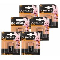 6x Duracell batterij 9 volt blok 6x Duracell batterij 9 volt blok