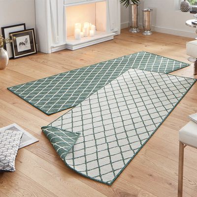 Loper Duo Squares - 80x250cm - Creme Grafisch Vloerkleed - 123vloerkleed.nl is de online webshop voor vloerkleden en woonaccessoires.