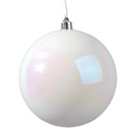 Decoris Kerstbal - wit parelmoer - groot - 20 cm - kunststof - glans