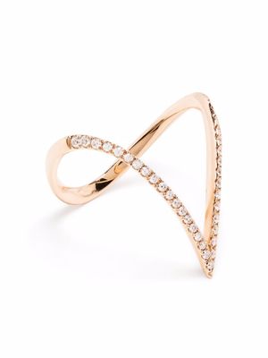 Djula bague V en or rose 18ct ornée de diamants