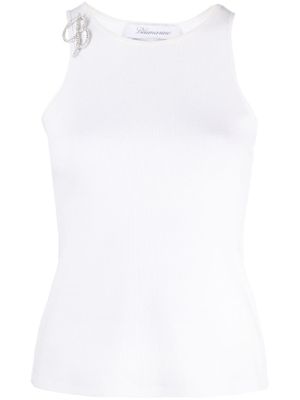 Blumarine débardeur à détail de broche - Blanc