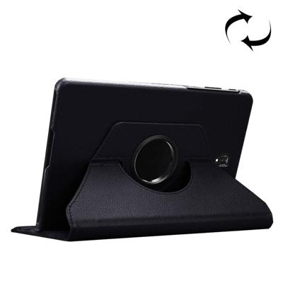 Litchi Texture Horizontal Flip 360 Degrees Rotation Leather Case for Galaxy Tab S4 10.5 T830 / T835 with Holder (Black)