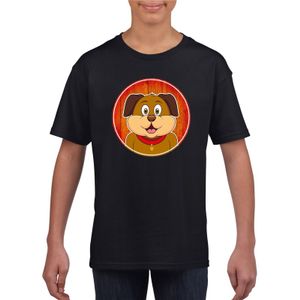 Dieren hond shirt zwart jongens en meisjes