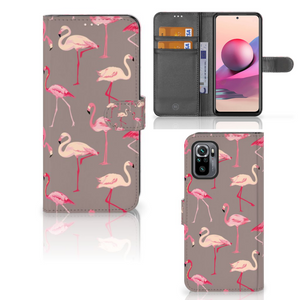 Xiaomi Redmi Note 10S | 10 4G | Poco M5s Telefoonhoesje met Pasjes Flamingo