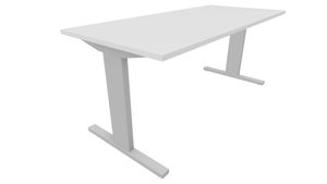 Recht bureau - 140 x 80 cm. - Alu - Wit