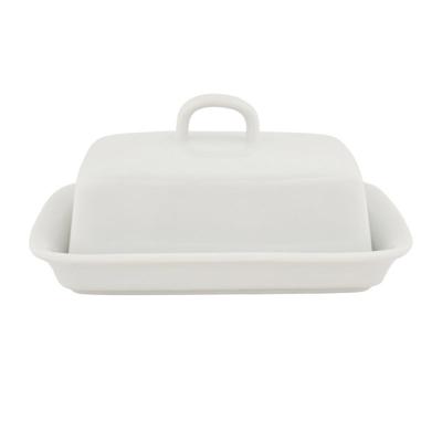 Botervloot met deksel - wit - porselein - 14 x 17 cm