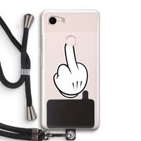 Middle finger black: Pixel 3 Transparant Hoesje met koord