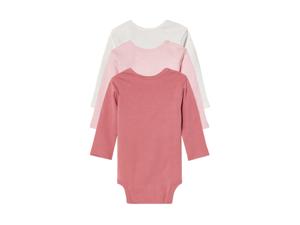 lupilu 3 baby rompers (Wit/roze, 50/56)