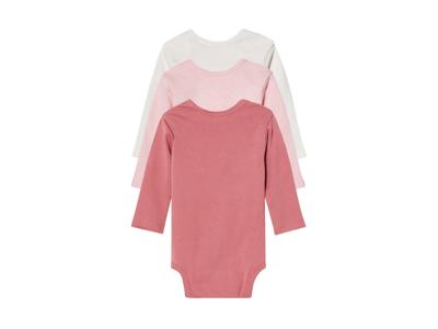 lupilu 3 baby rompers (Wit/roze, 62/68)
