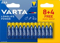 Varta batterij Longlife Power AAA, blister van 8 + 4 - thumbnail