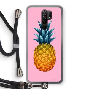 Grote ananas: Xiaomi Redmi 9 Transparant Hoesje met koord