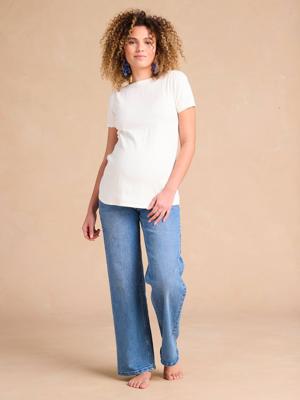 Zwangerschapsjeans met brede pijpen en naadloze bandeau ENVIE DE FRAISE stone