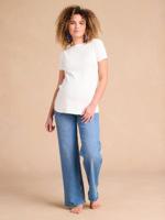 Zwangerschapsjeans met brede pijpen en naadloze bandeau ENVIE DE FRAISE stone