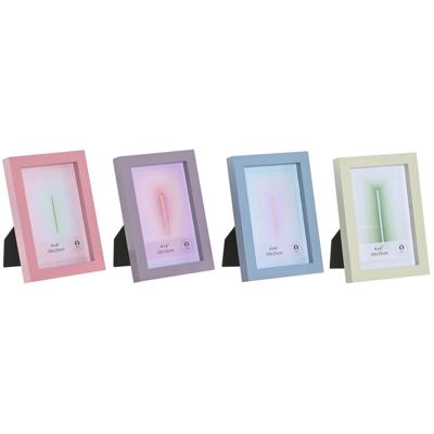 Fotolijsten Home ESPRIT Blauw Groen Kristal Hout MDF Stads (4 Stuks)
