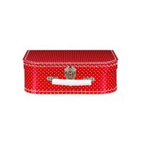 Koffertje rood met witte stippen 25 cm