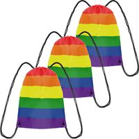 5x Gymtasje/rugtas rijgkoord regenboog/rainbow/pride vlag voor volwassenen en kids