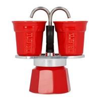 Bialetti Mini Express koffiezetapparaat rood 2tz + 2 kopjes