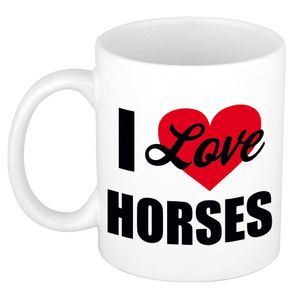 I love my horses / Ik hou van mijn paarden cadeau mok / beker wit 300 ml - Cadeau mokken   -