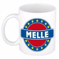 Melle voornaam koffiemok - beker - wit/blauw - 300 ml - Cadeau - Heren - Collega - Vaderdag