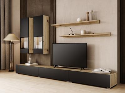Tv-meubel set BABEL 5 deuren eik artisan/zwart met led zonder salontafel