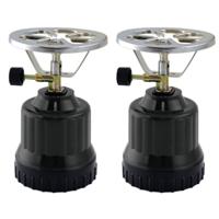 Camping kookstel - 2x - zwart - 18 x 12 x 12 cm - kunststof - kampeer - kookplaat