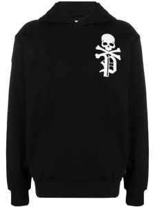 Philipp Plein Gothic Plein logo-flocked cotton hoodie - Noir