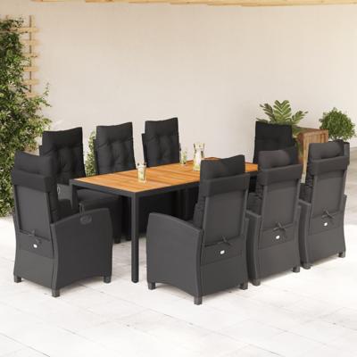 9-delige Tuinset poly rattan zwart