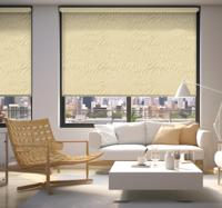 Beige zandtextuur rolgordijn woonkamer