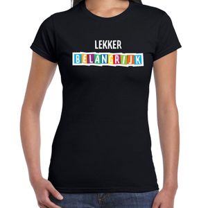 Lekker belangrijk fun tekst t-shirt zwart dames