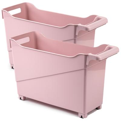 Plasticforte Trolley - 2x - pastel roze - L45 x B17 x H29cm - opberger op wieltjes Plasticforte Trolley - 2x - pastel roze - L45 x B17 x H29cm - opberger op wieltjes